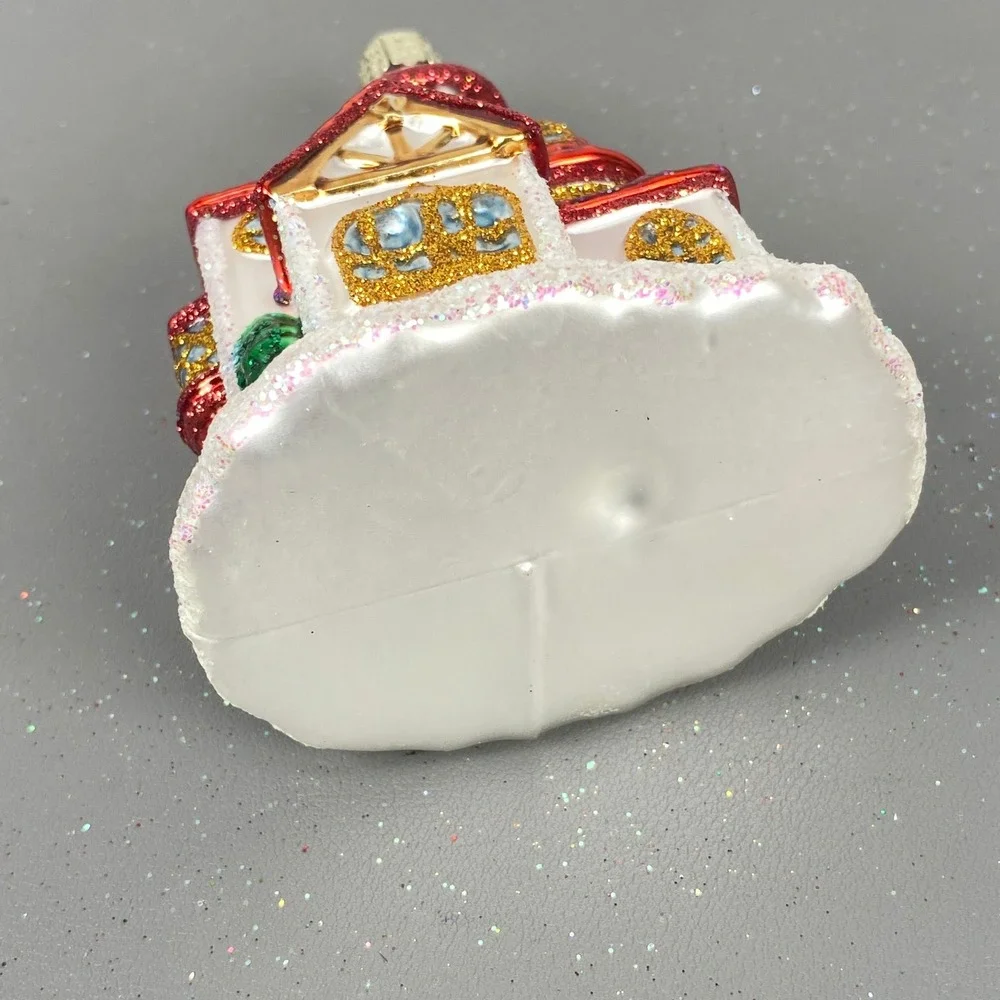 Old World Christmas Glass Ornaments Santa Claus and Gingerbread House Set of 2